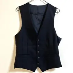 美品✨ウール ジレ ベスト 紺　ネイビー　シンプル M相当 フォーマル スーツ