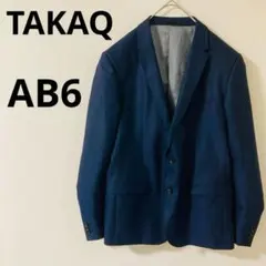 TAKAQ テーラードジャケット スリムフィット　ストライプ柄　ウール混