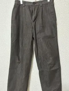 ユニクロC デニム　タックストレートパンツ　ブラウン　76