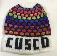 新品ペルー購入アルパカ100%クスコ手編み毛糸ニット帽子