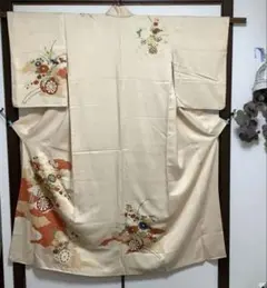 値下げ‼️自宅保管「クリーム色系の付け下げ」着物 長着 リメイクにも最適ーけ