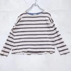 サマンサモスモス ボーダー長袖カットソー（F）ベージュ×グレー