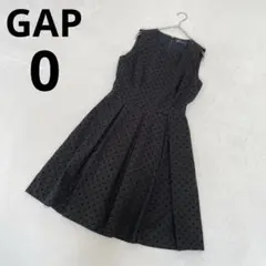 GAP ギャップ 綿 ノースリーブ ひざ丈ワンピース ドット柄 ブラック 0のサムネイル