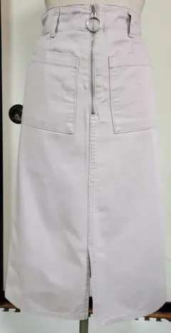 デニム生地　ピンク　ロングスカート