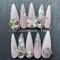 ネイルチップ ギャルネイル ワンホンネイル ベイビーブーマー ラメグラ ロング