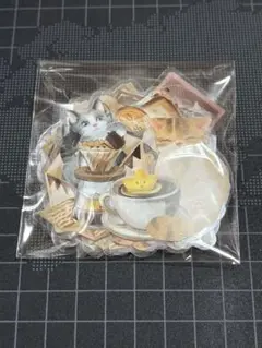 【A】コラージュ素材　PET ステッカー　猫モチーフ　おすそ分け　50枚
