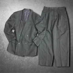 90s Vintage スーツセットアップ ダブルブレスト グレー 結婚式