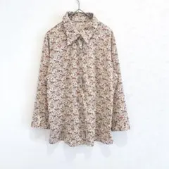 ランタナ　希少　花柄 総柄シャツ　 七分袖シャツ　レトロ　ヴィンテージ　Mサイズ
