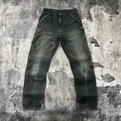 32×36 Carhartt ダブルニー B01 ブラック 雰囲気系 墨黒 ボロ