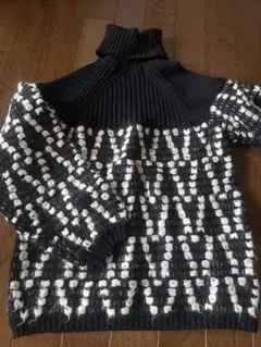 dazzlin タートルネック ニット ブラック ホワイト