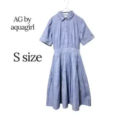 AG by aquagirl 半袖シャツワンピース青上品美シルエット Sサイズのサムネイル