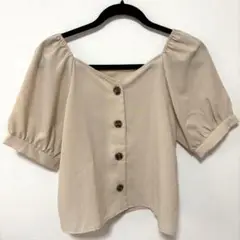 allamanda パフスリーブ トップス ブラウス ブラウン 半袖 夏服
