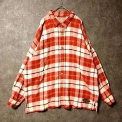 ​【90s】キムジー 肉厚 ネルシャツ 超ビッグシルエット 赤白チェック