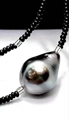f*a様 最強ピーコックグリーン 本真珠 黒真珠 パールネックレス 8mm 一 