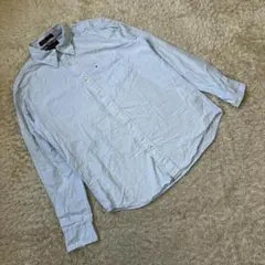 【トミーヒルフィガー】メンズ 長袖 シャツ Ｙシャツ カジュアル ブルー Ｍ