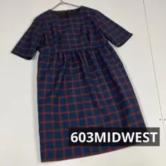 603MIDWEST ワンピース　チェック柄　半袖　古着女子　ウールのサムネイル