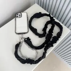 Me% 【ストラップシート付き】2SETフリルモバイルストラップ ブラック
