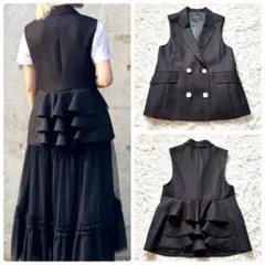 【極美品】2024 完売品 グレースコンチネンタル バックフリルジレ ベスト 黒のサムネイル