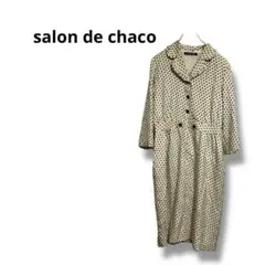 【salon de chaco】長袖　シャツ　ワンピース　水玉　ドット柄　シルク