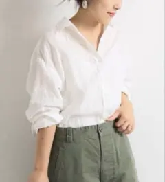 ☆【新品未使用】Spick and Span 麻ビッグシャツ◆ 白のサムネイル