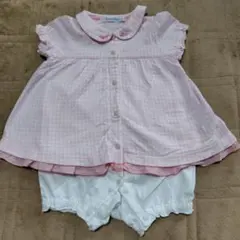 familiar チェック柄ロンパース 70サイズ