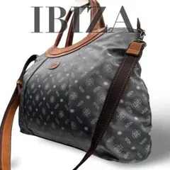 【良品】イビザ　2way ショルダーバッグ　トート　ナイロンレザー　総柄斜め掛け