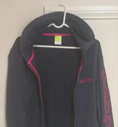 adidas（アディダス）フルジップパーカー S ネイビー ピンクラメプリント