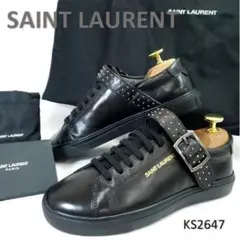 サンローラン　新品　スタッズ　ストラップ　ベルト　レザー　EU34　レースアップ