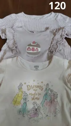 ユニクロ他 Tシャツ 120 ピンク系 3枚 プリンセス