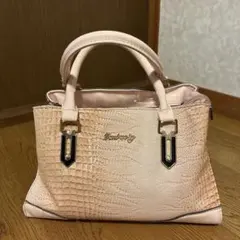 クロコダイル風ピンクショルダーバッグ