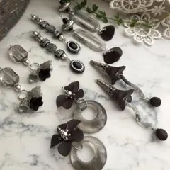 ブラックフラワーピアス❸ まとめ売り