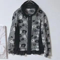 GIANNI LO GIUDICE　花柄　白/黒　カーディガン　ボーダー　M