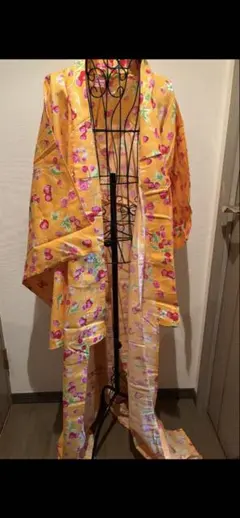 メゾピアノ浴衣セット160相当　夏祭り オレンジ色フルーツ柄おしゃれ帯2本付き