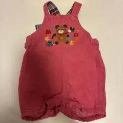 MIKIHOUSE ピンク クマ刺繍 デニム風ロンパース