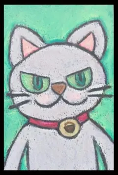 L判サイズフレーム付き原画 パステル画 星に乗った猫 ひよこ - メルカリ