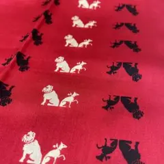 バーバリー 赤 ドッグ シルエット ハンカチ 犬