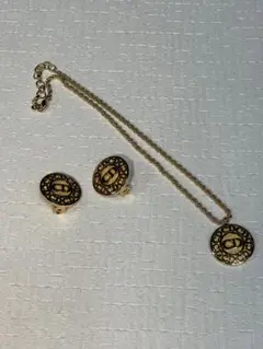 1-1 【極美品クリスチャンディオー ネックレスイヤリングセットヴィンテージ