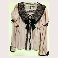 レース配色姫スリーブブラウス【NOEMIE】