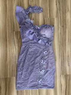 フラワーレースワンショルダーフリルタイトミニドレスキャバラウンジ