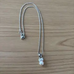 ネックレス　リボン　パール