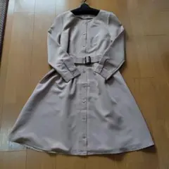 中古品 NATURAL BEAUTY BASIC ベージュ 長袖ワンピース S