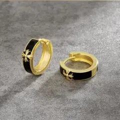 新品未使用✨フープピアス クロス 十字架 ゴールド ブラック エナメル 男女兼用