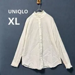 美品 UNIQLO イネス XL キナリ コットン フリルシャツ 長袖