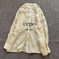 cepoバンドカラーシアーシャツ M ライトベージュ ナチュラルのサムネイル