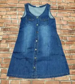 GU　デニムブルー　ジャンバースカート　140cm
