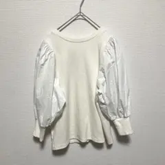 NATURAL BEAUTY パフスリーブ 切替トップス アイボリー Mサイズ
