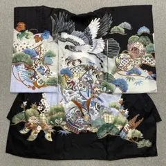 606ayu10□お宮参り 掛け着 長襦袢付き 七五三にも 兜に龍 鼓□美品 