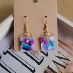 。*♡再販♡*。ゆらゆらピアス。:°ஐ♡*ブルー*パープル　No.181