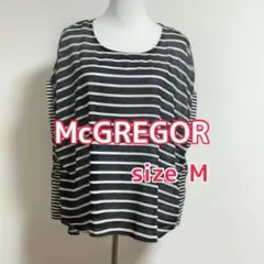 【美品】McGREGOR ボーダー柄 半袖ブラウス オーバーサイズ 透け感