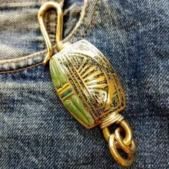 真鍮Brass製　ターコイズ　インレイ　キーフック キーホルダー　新品